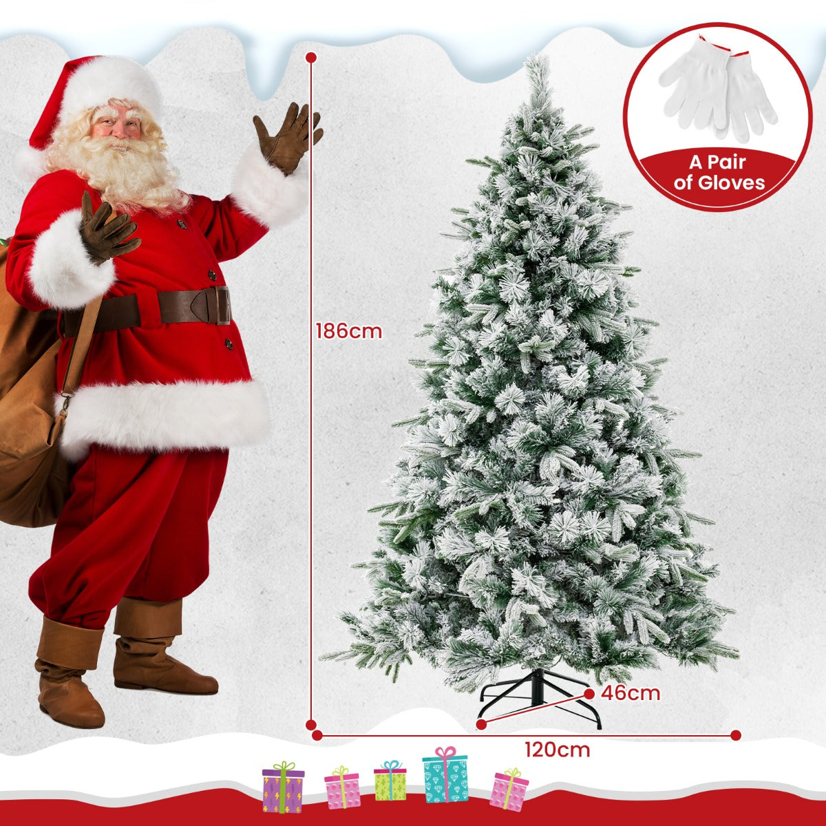 LIVSK Kunstkerstboom - 186 cm - 752 Takpunten - 250 Warmwitte LED-Lampjes - Brandveilig - Wit en Groen