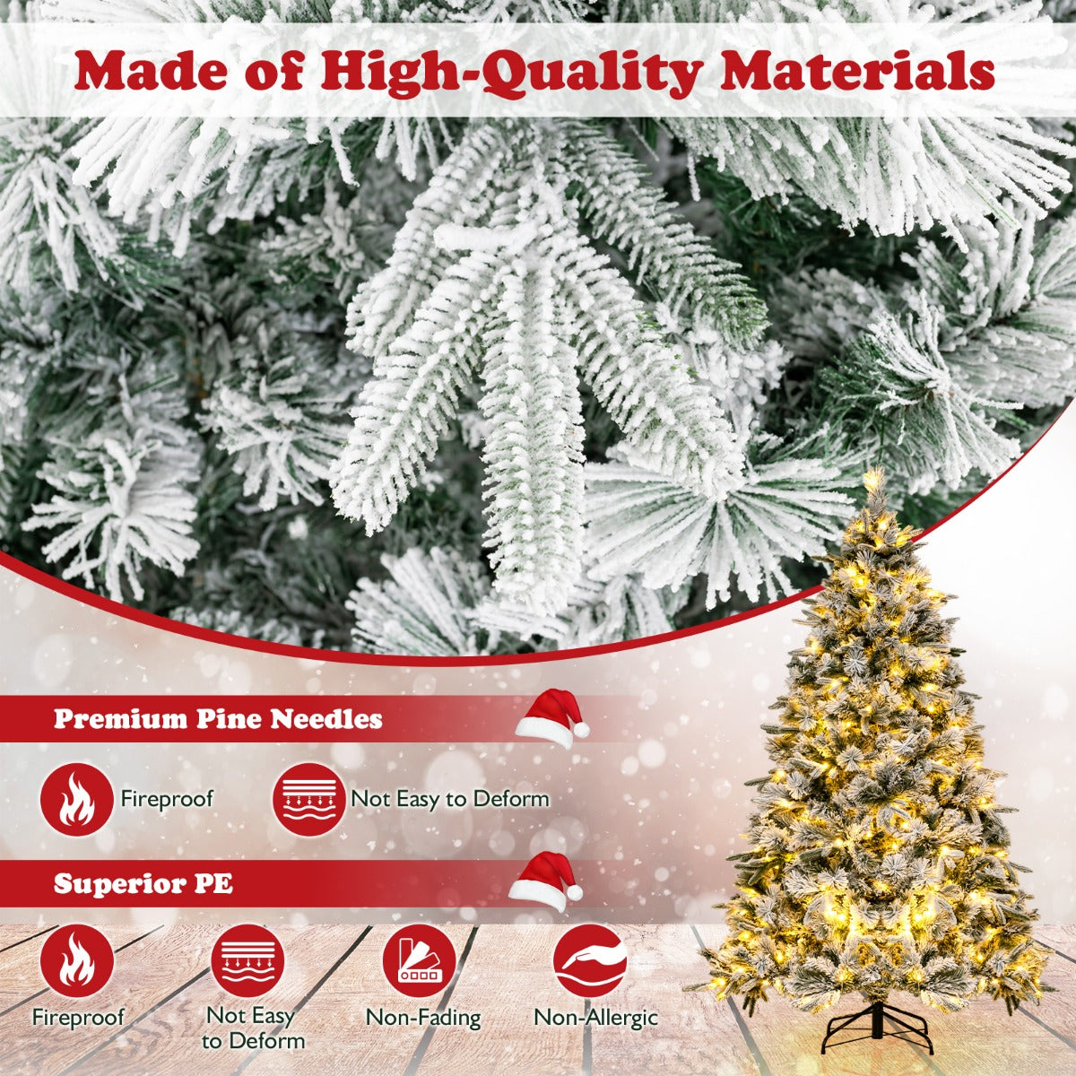 LIVSK Kunstkerstboom - 186 cm - 752 Takpunten - 250 Warmwitte LED-Lampjes - Brandveilig - Wit en Groen