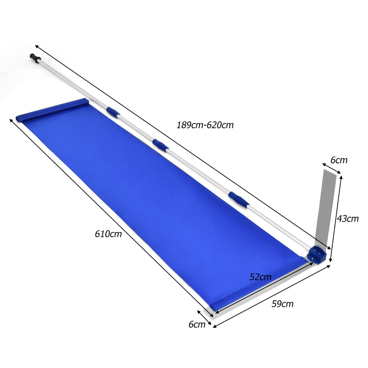 LIVSK Dakhark voor Sneeuwruimen - Verstelbare Handgreep 189-620 cm - Lichtgewicht Aluminium - Efficiënt en Duurzaam - Zilver +