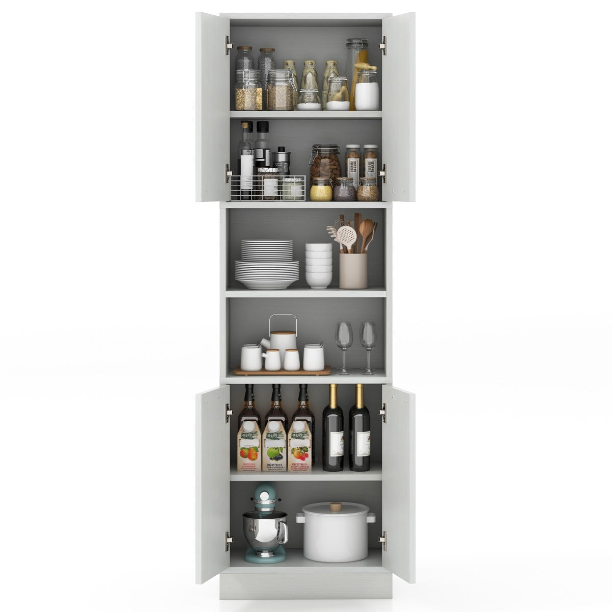 LIVSK Opbergkast met 2 Deurkasten - Stabiele Basis - Multifunctioneel - 56 x 30 x 190 cm - Wit Eiken