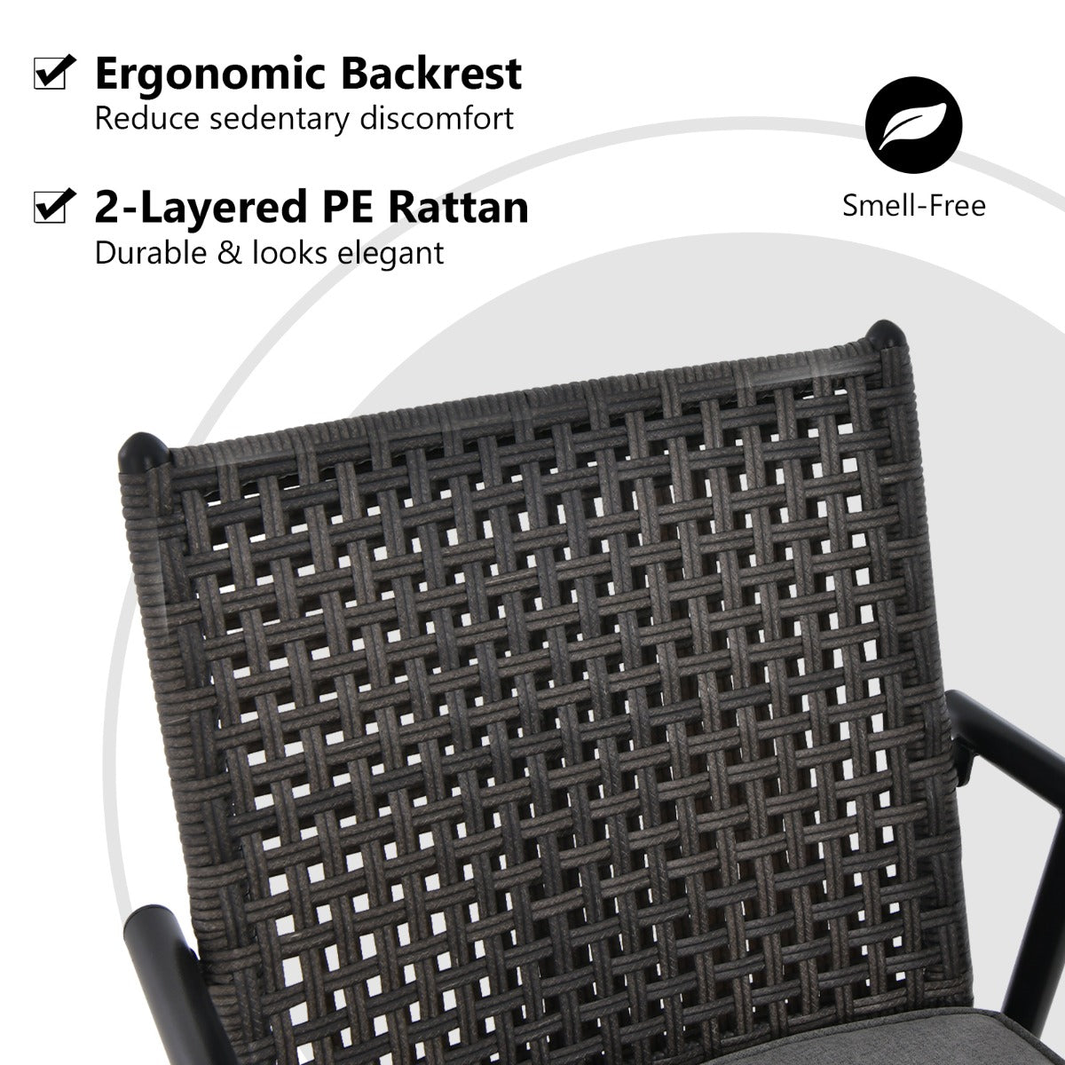 LIVSK Barstoelen Set van 2 - Draaibaar met PE Rotan Rugleuning - Ergonomisch en Ademend - Tot 150 kg - Zwart