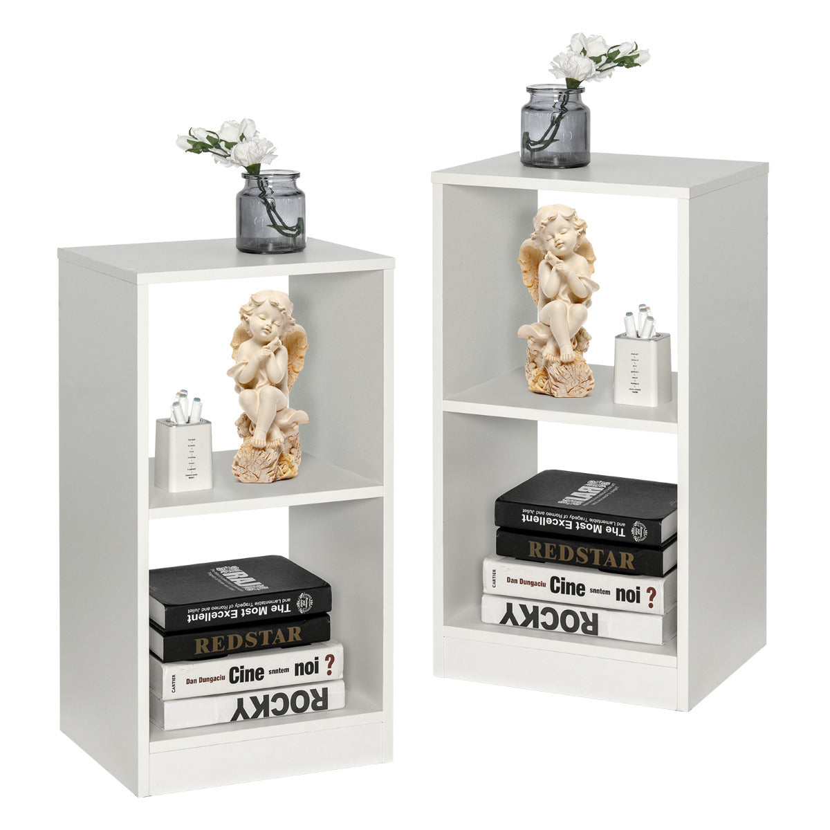 LIVSK 2-delige Boekenkast Set - Multifunctioneel en Elegant - Anti-kantelvoorzieningen - 38 x 33 x 72,5 cm - Wit