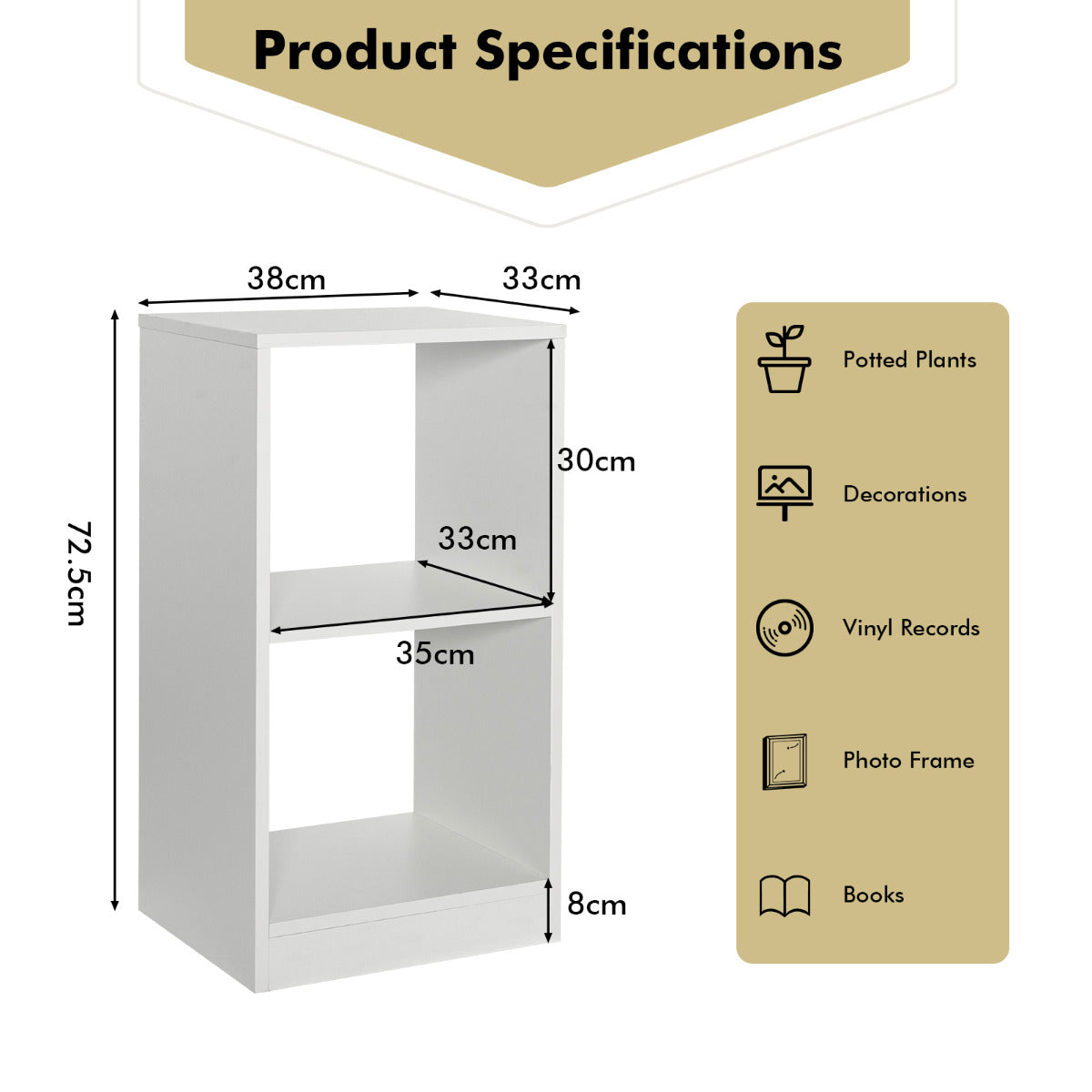 LIVSK 2-delige Boekenkast Set - Multifunctioneel en Elegant - Anti-kantelvoorzieningen - 38 x 33 x 72,5 cm - Wit
