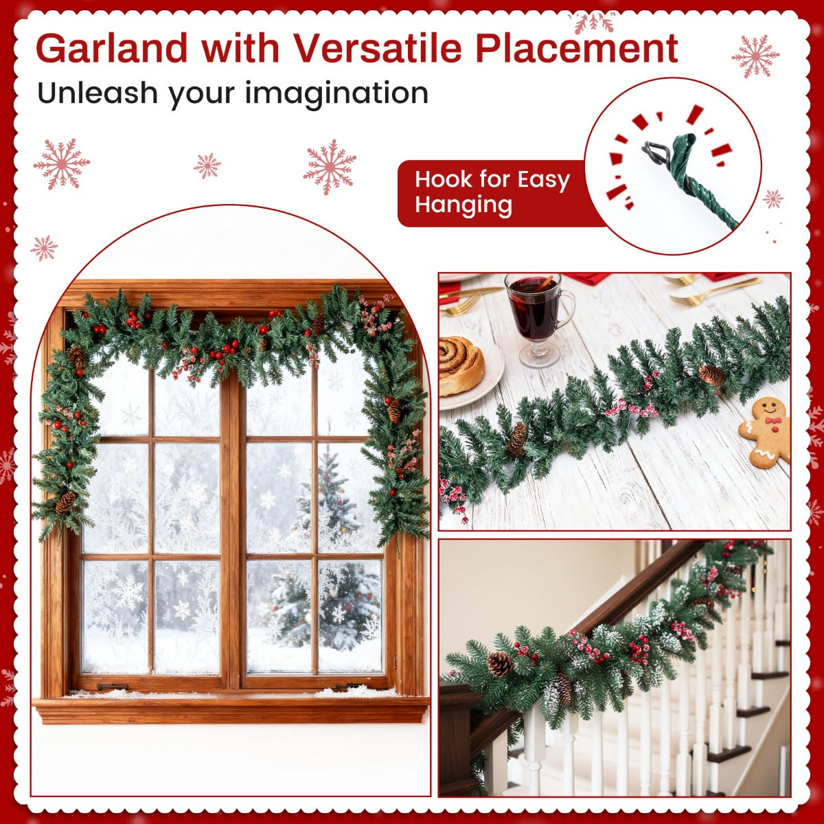 LIVSK 4-delige Kerstboomset - Inclusief Slinger en Krans - Brandveilig PVC - Retro Bloembak - 120 cm - Groen