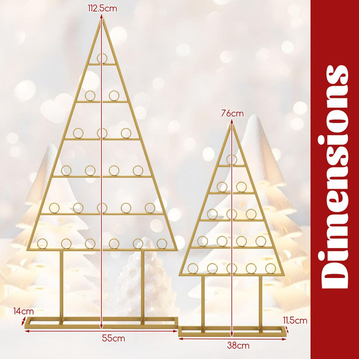 Livsk costway 2 delige kerstboomkaartdisplaystandaard met 36 ronde clips en metalen voet 2