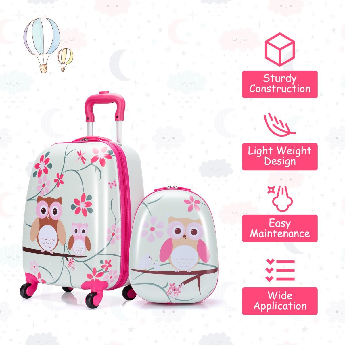 LIVSK 2-Delige Kinderbagageset - Duurzaam ABS/PC - Verstelbare Handgrepen - Ruime Compartimenten - Ergonomisch Ontwerp - Zoals