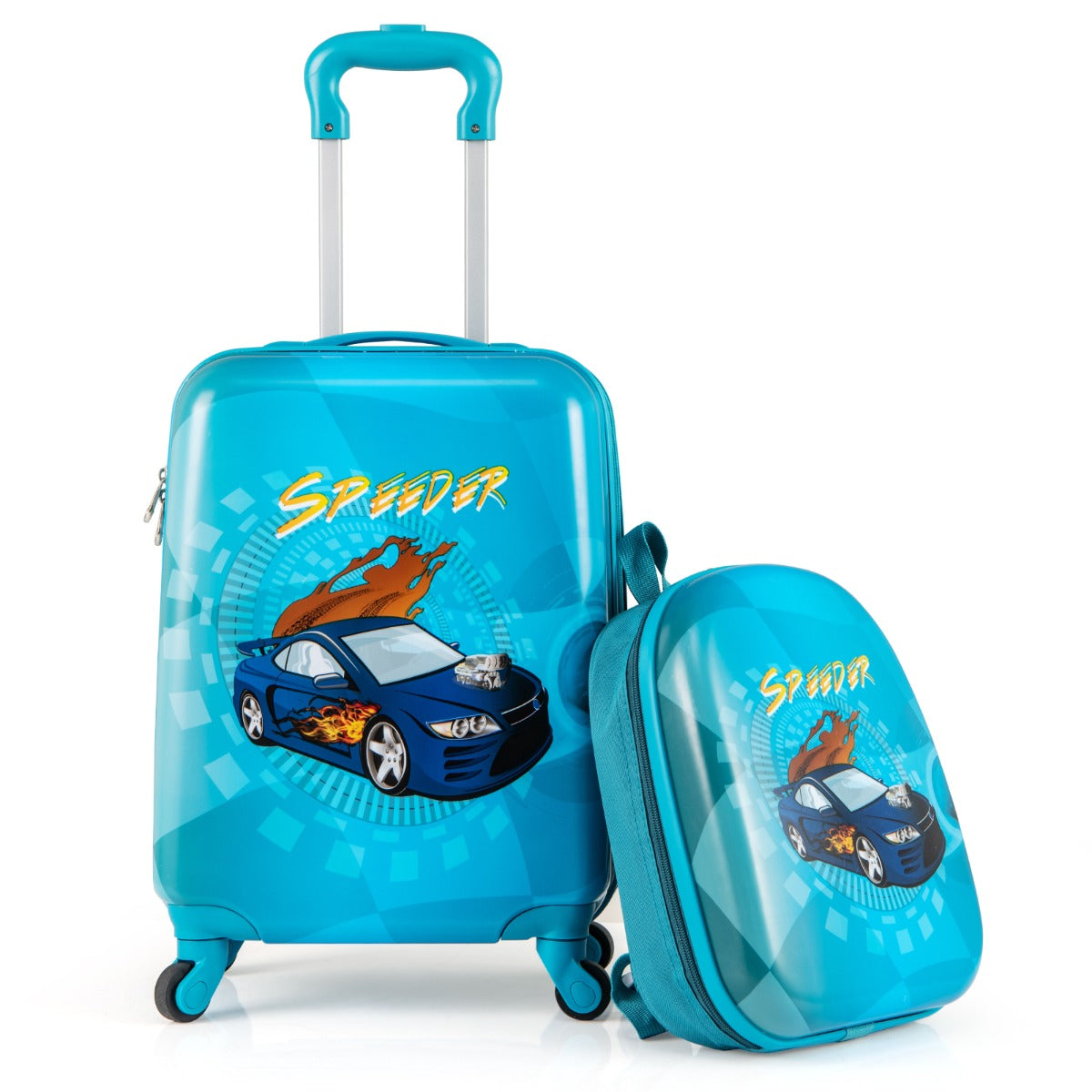 LIVSK Kinderkoffer Set - 17" Harde Koffer en 13" Rugzak - Duurzaam ABS - 4 Wielen - Voor Kinderen - Blauw