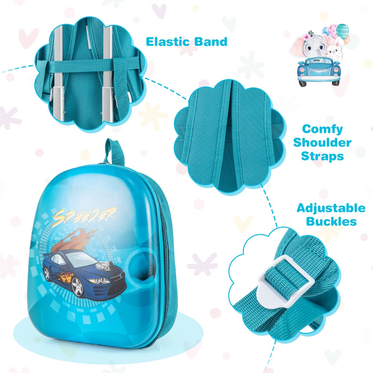LIVSK Kinderkoffer Set - 17" Harde Koffer en 13" Rugzak - Duurzaam ABS - 4 Wielen - Voor Kinderen - Blauw