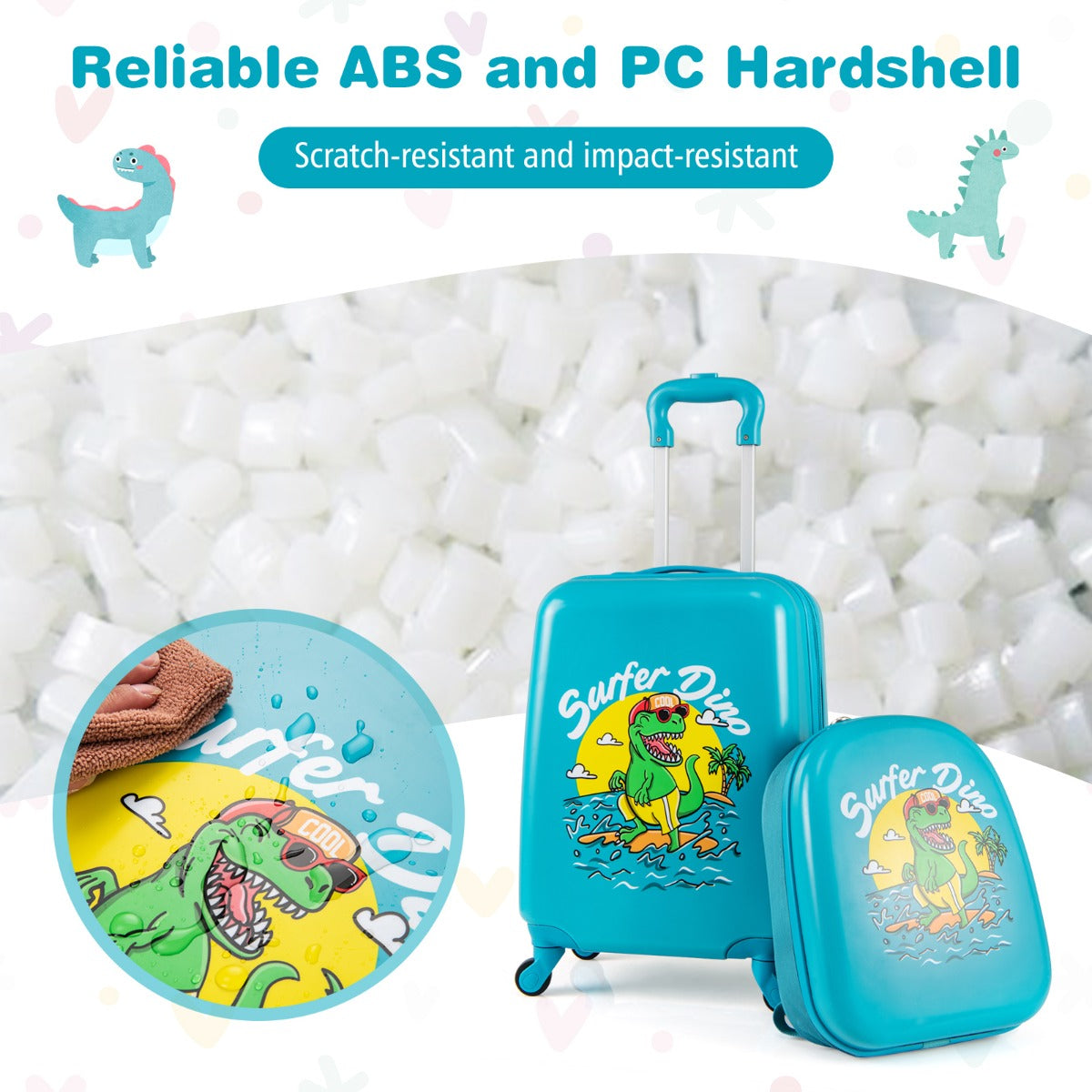 LIVSK Kinderkoffer Set - Harde Koffer en Rugzak - Handbagagegoedkeuring - Duurzaam en Betrouwbaar - Blauw