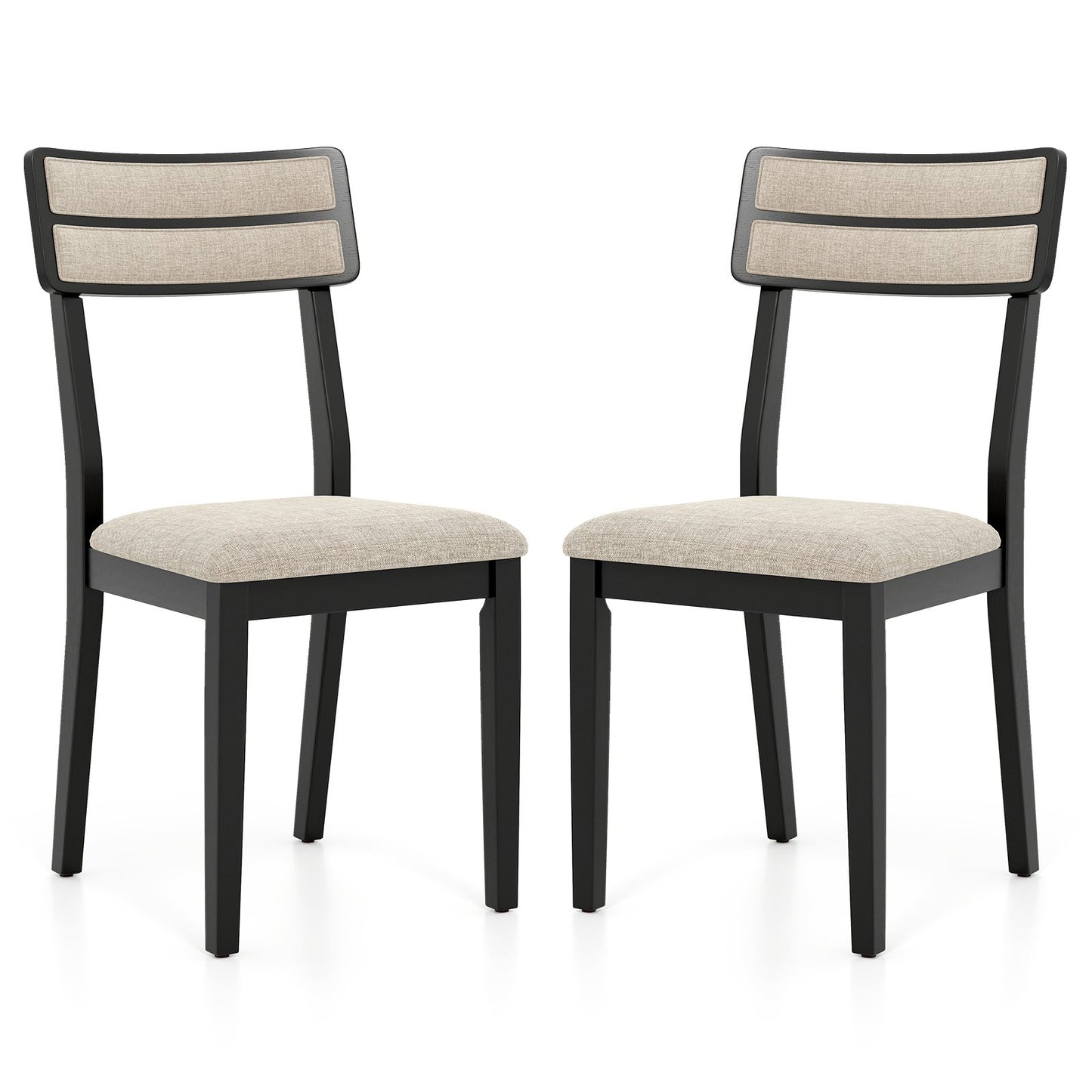LIVSK Gestoffeerde Eetkamerstoelen - Slijtvast Linnen - Ergonomisch Design - Tot 180 kg - Eenvoudige Montage - Zwart
