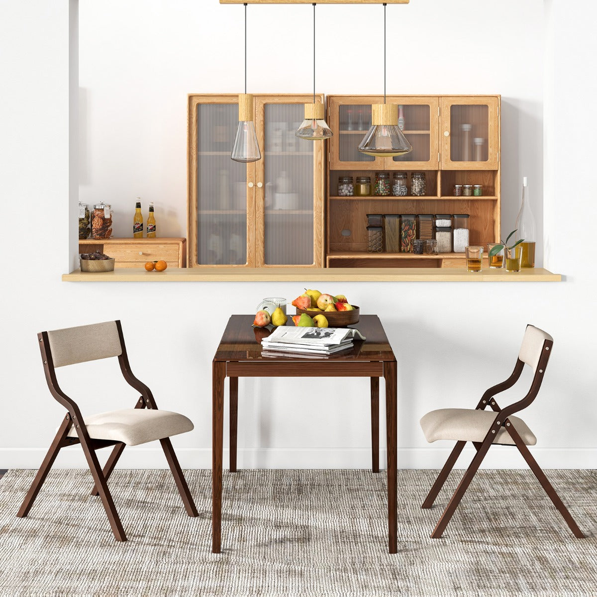 LIVSK Klapstoelen Set van 2 - Opvouwbaar en Ruimtebesparend - Robuust Houten Frame - Tot 140 kg - Koffie+Beige