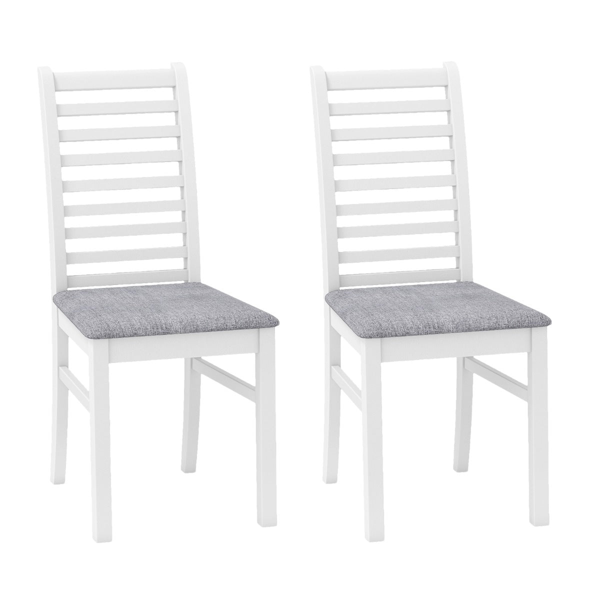 LIVSK Houten Eetkamerstoelen - Set van 2 - Kunstleren Bekleding - Ergonomisch - Draagvermogen 180 kg - Wit + Grijs
