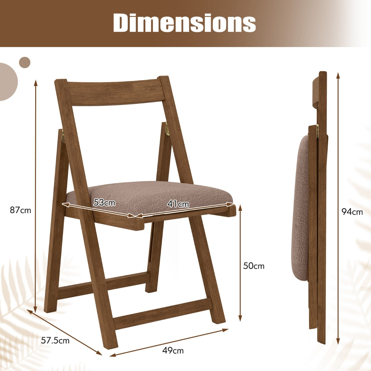 LIVSK Opklapstoel - Rubberhout Frame - Ergonomisch Ontwerp - Hoogdichtheidsschuimkussen - Ruimtebesparend - Walnoot