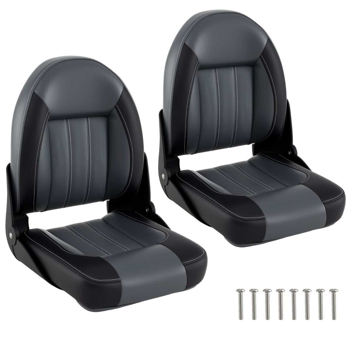 LIVSK Bootstoelset - Ergonomisch en Inklapbaar - Weerbestendig PVC-leer - Eenvoudige Montage - Draagvermogen 150 kg - Zwart +