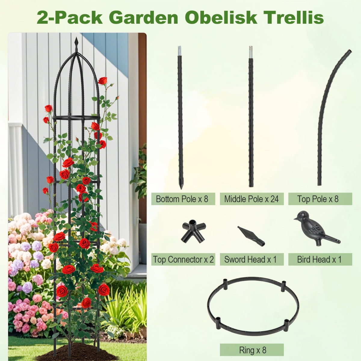 LIVSK Verstelbaar Plantenrek - Gecoat Metaal - 4 Hoogtes tot 197 cm - Voor Binnen en Buiten - Duurzaam en Stevig - Zwart