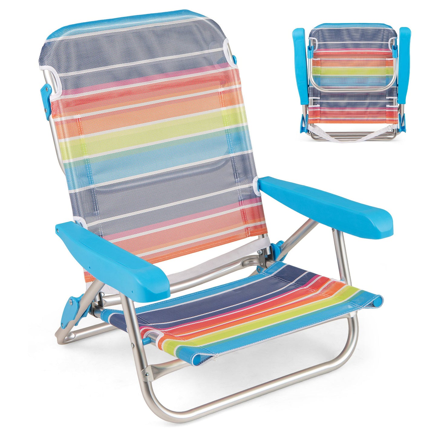 LIVSK Opvouwbare Strandstoelen Set van 2 - Verstelbare Rugleuning - Lichtgewicht - Duurzaam - Tot 150 kg - Grijs