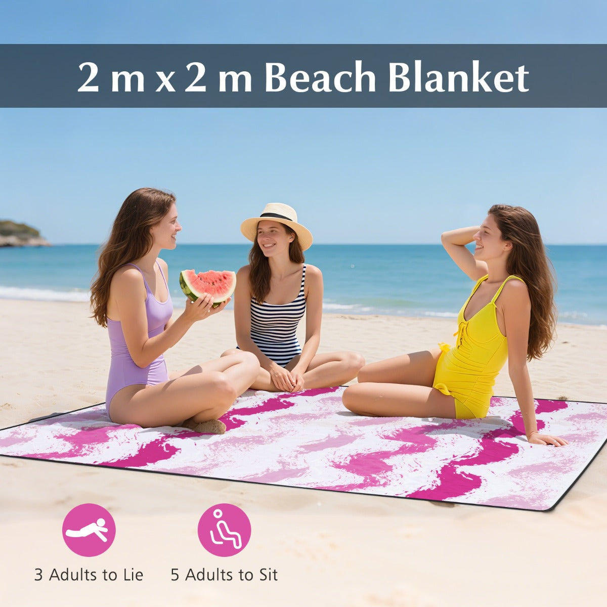 LIVSK Strandset - Parasol 173 cm - 2 Opvouwbare Stoelen 56 x 51 x 69 cm - Ruime Stranddeken 200 x 200 cm - Draagtas - Roze