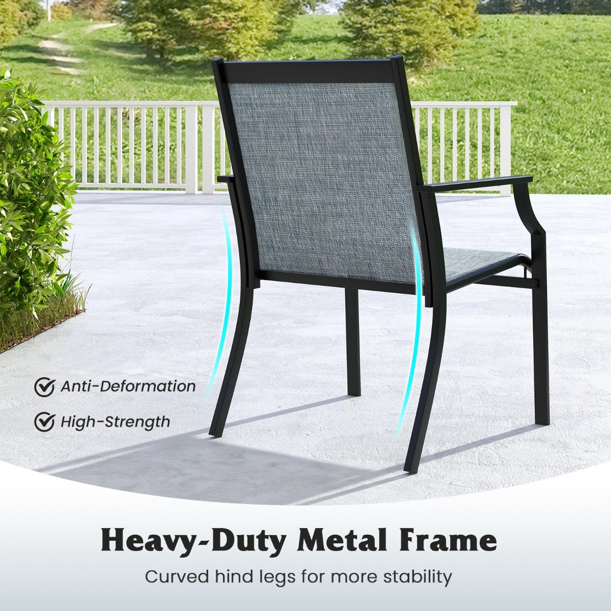 LIVSK Tuinstoelen Set van 2 - Ergonomisch Design met Brede Zitting - Duurzame Stof en Metaal - Tot 150 kg - Blauw