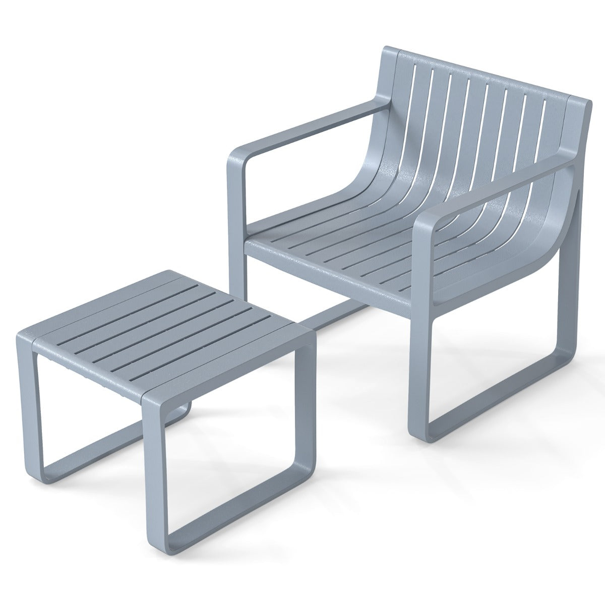 LIVSK Weerbestendige Tuinmeubelset - 2-delig - Ergonomische Stoel met Armleuningen - Multifunctionele Salontafel - Grijs