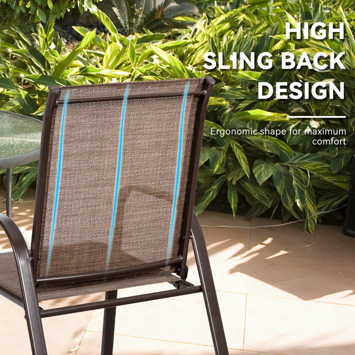 LIVSK Tuinstoelenset - Comfortabele Stoelen met Armleuningen - Sneldrogende Stof - Roestvrij Metalen Frame - Tot 200 kg - Bruin