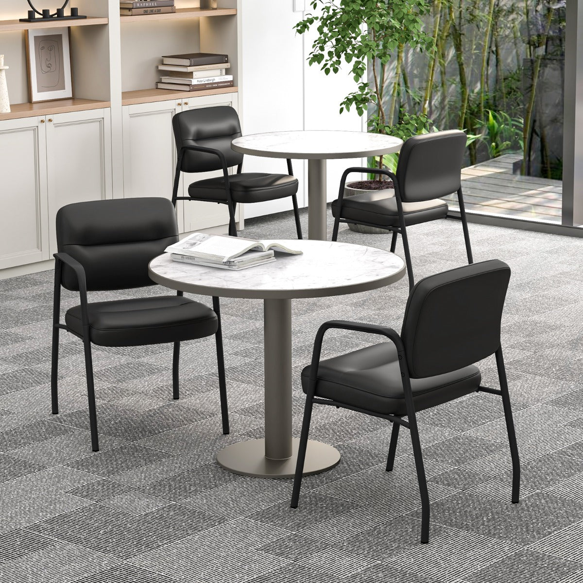 LIVSK Gecapitonneerde Wachtkamerstoelen - Ergonomisch Ontwerp - Dikke Kussens - Metalen Frame - Tot 160 kg - Zwart