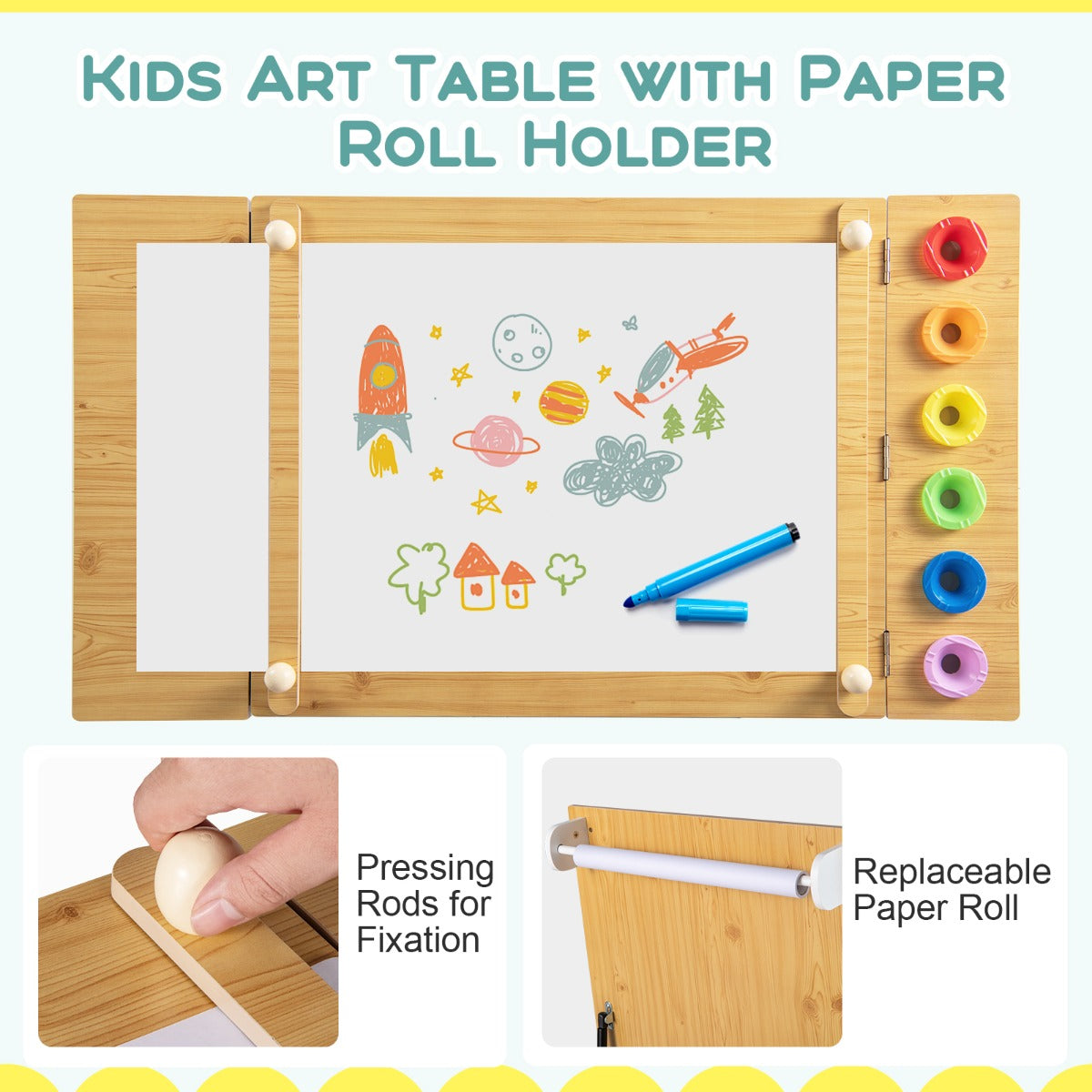 LIVSK 2-in-1 Kinder Kunsttafel en Ezelset - Verstelbaar met Opbergruimte en Ergonomische Stoelen - Voor Creatieve Kinderen - Wit