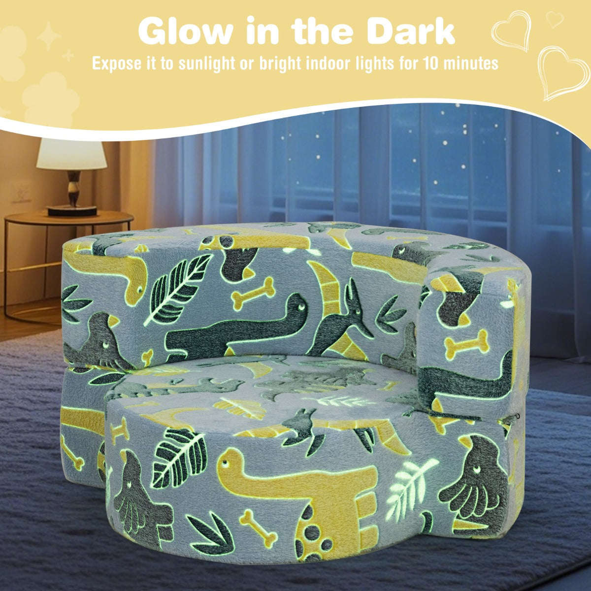 LIVSK 2-in-1 Kinderbank en Speelmat - Ergonomisch Design - Lichtgevende Sterrenpatronen - Huidvriendelijke Stof - Grijs / Blauw