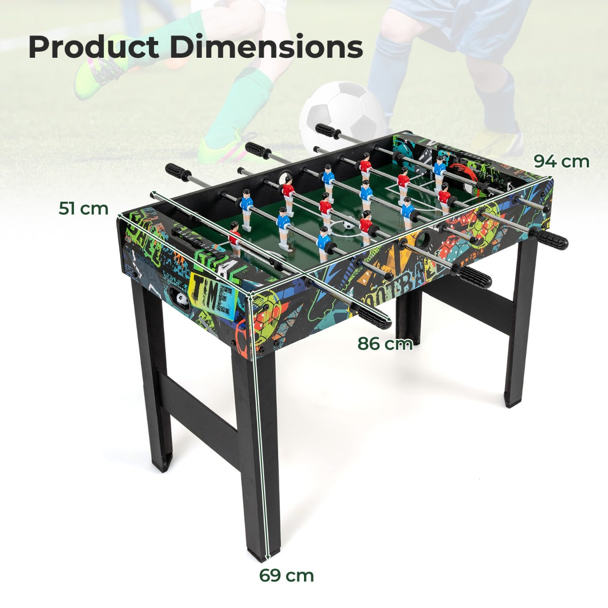 Livsk costway 2 in 1 minivoetbaltafel met afneembare poten compleet met 2 voetballen en 2 scoreborden 2