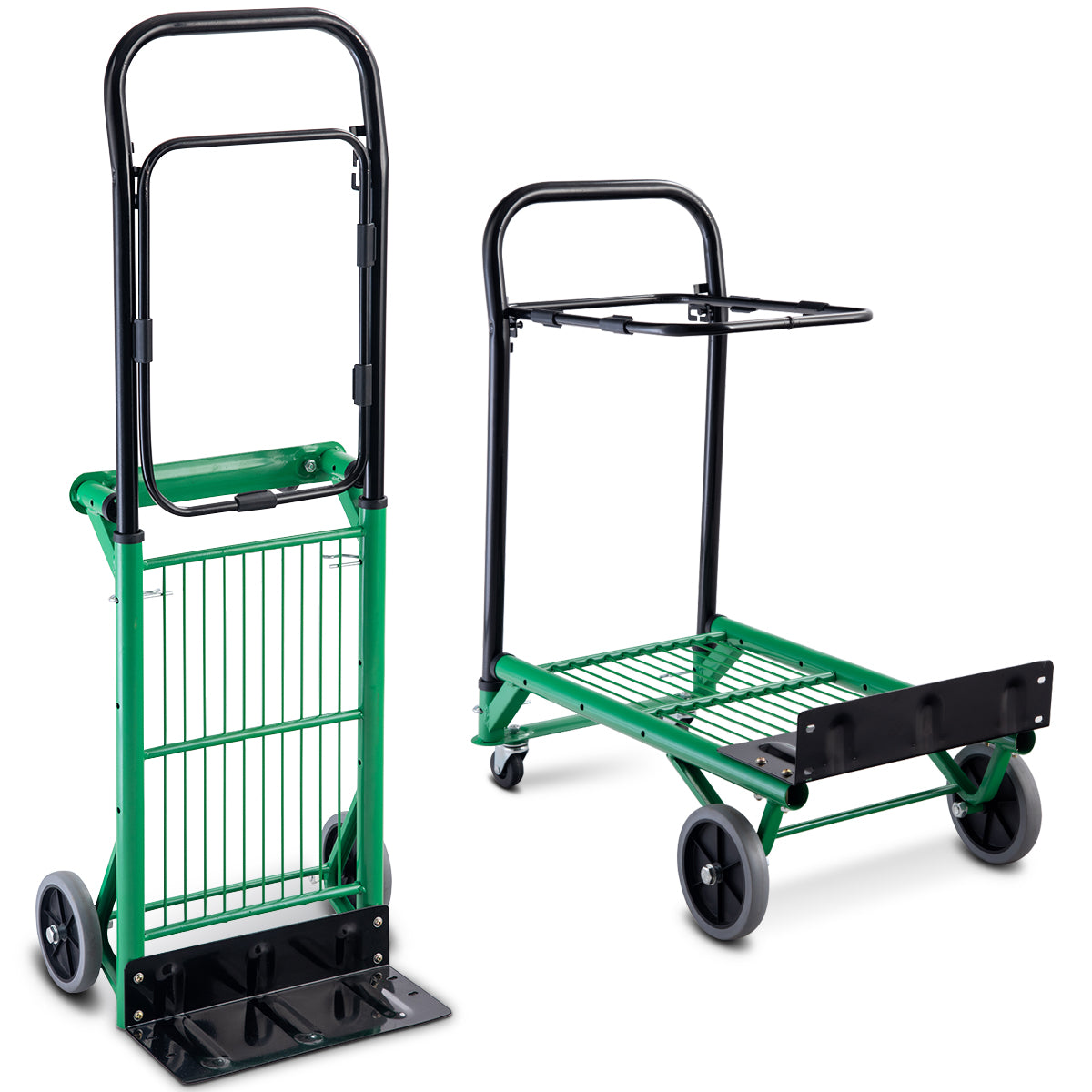LIVSK Opvouwbare Steekwagen - 2-in-1 met Verstelbare Handgreep - Belastbaar tot 90 kg - Duurzaam Staal - 63 x 42 x 75 cm - Zwart