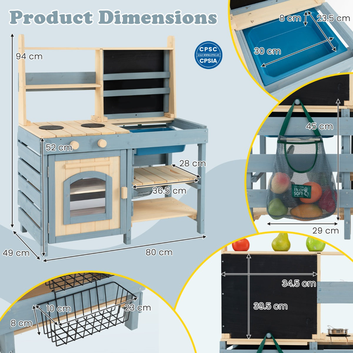 Livsk costway 2 in 1 outdoor modderkeuken kinderspeelkeuken kruidenierswinkel met kraan afneembare gootsteen 1 1
