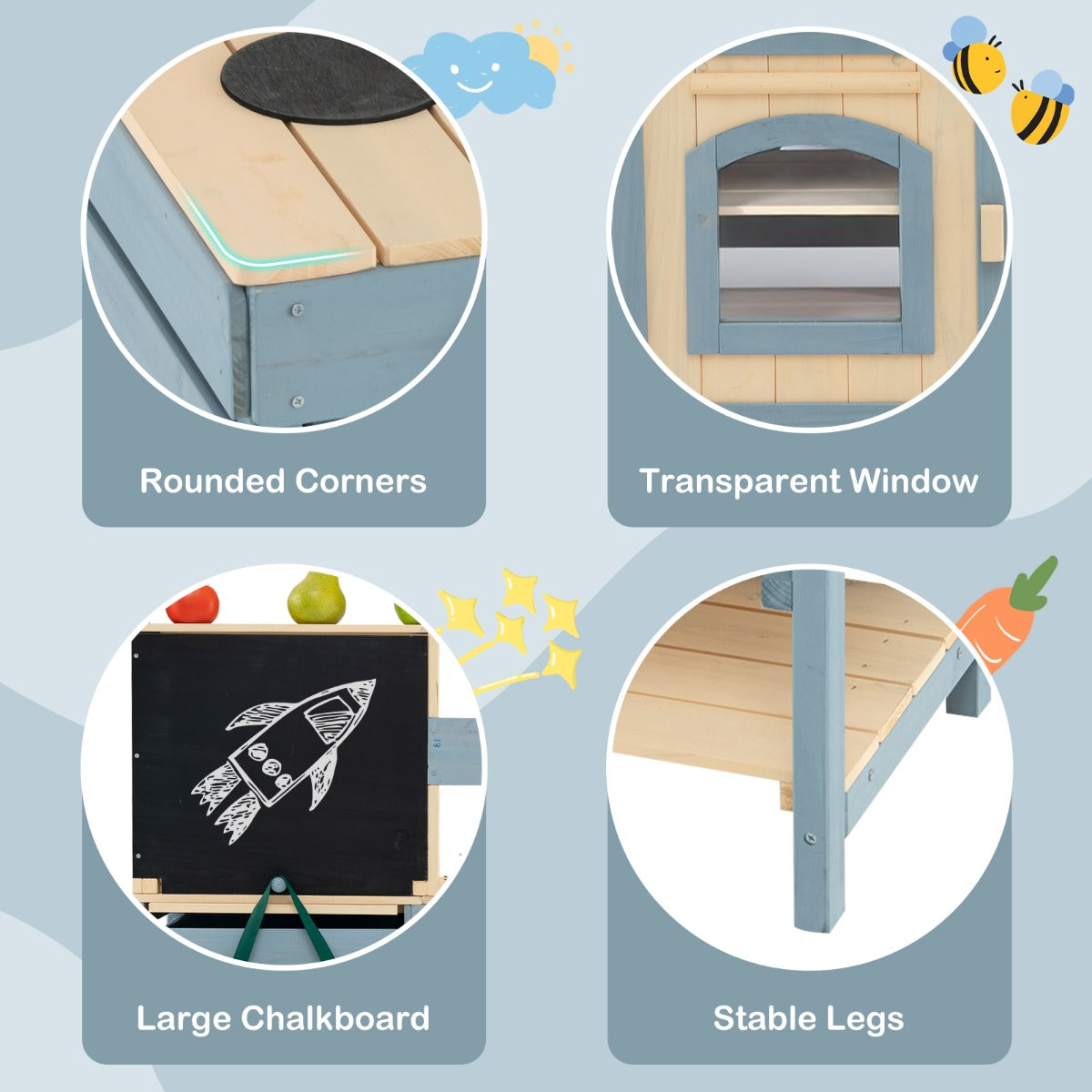 Livsk costway 2 in 1 outdoor modderkeuken kinderspeelkeuken kruidenierswinkel met kraan afneembare gootsteen 4