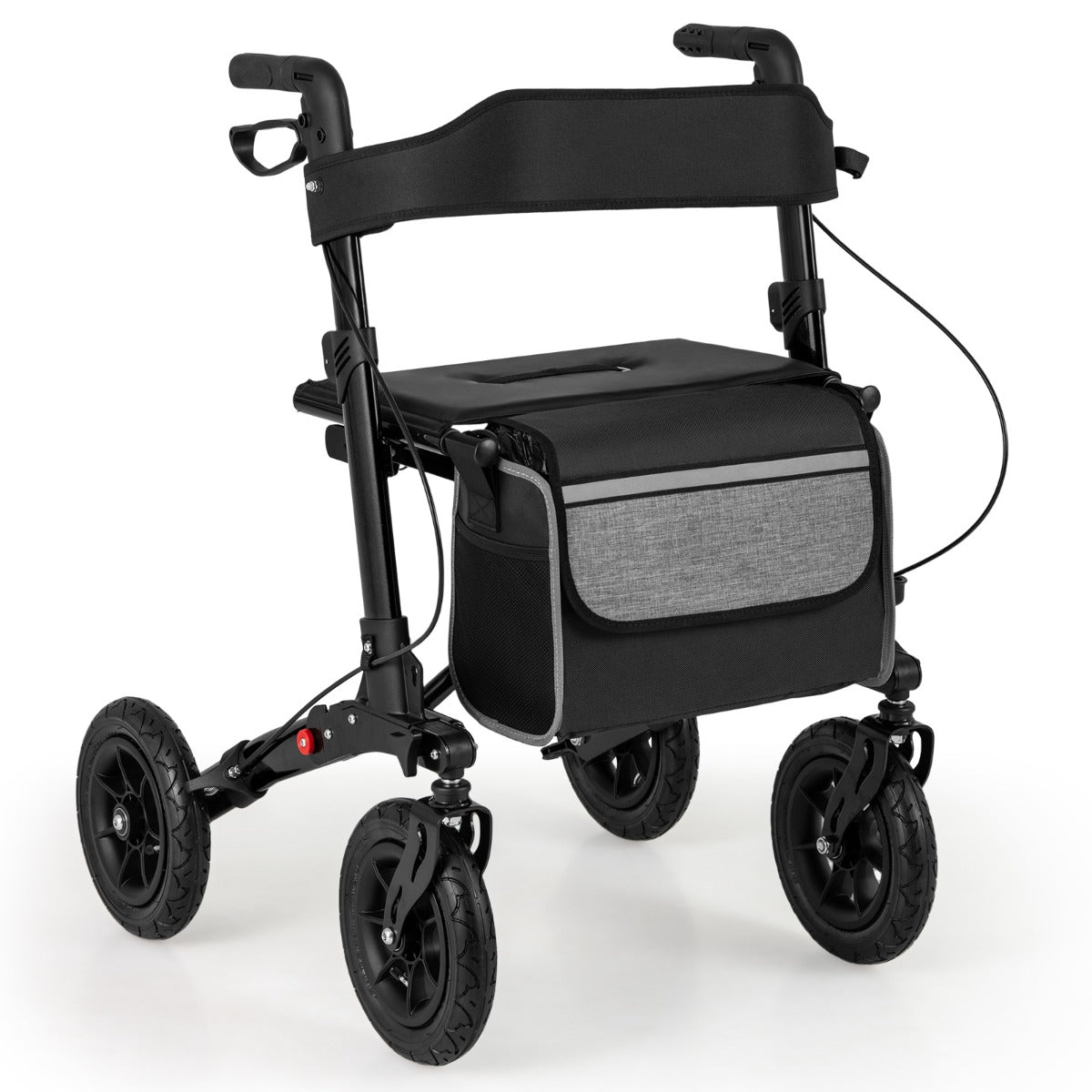 LIVSK Opvouwbare Rollator voor Senioren - Lichtgewicht Aluminium - Luchtbanden - Verstelbare Greephoogte - Comfortabele