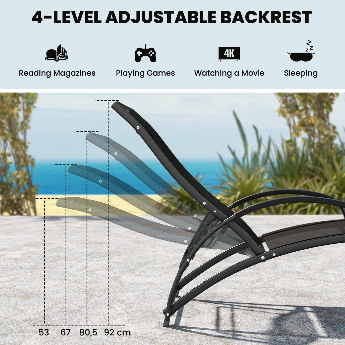 LIVSK 2-in-1 Schommel- en Loungestoel - Verstelbare Rugleuning - Ergonomisch Design - Roestbestendig Aluminium - Tot 150 kg -