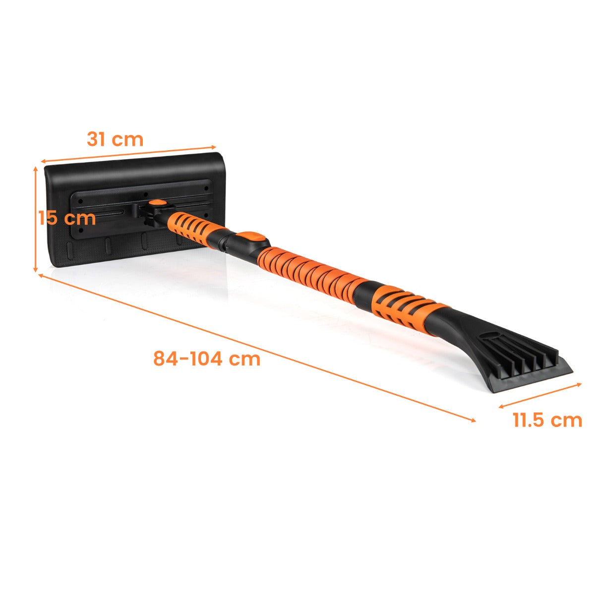 LIVSK 2-in-1 Sneeuwschuiver en IJskrabber - Uitschuifbare Aluminium Steel van 84-104 cm - Draaibare Kop - Antislip Handgreep -