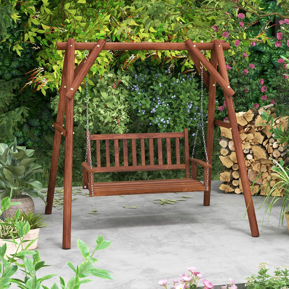 LIVSK Buitenschommel voor 2 Personen - Hoogwaardig Populierenhout - Draagvermogen tot 230 kg - Ergonomisch Design - 136 x 67 x 63