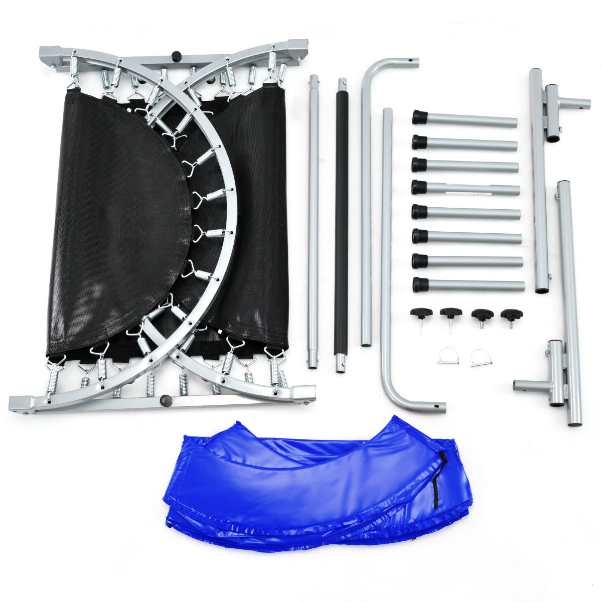 LIVSK Ovale Dubbele Trampoline - 150 kg Capaciteit - 32 Sterke Veren - Verstelbaar Handvat - 154 x 89 x 92-132 cm - Blauw