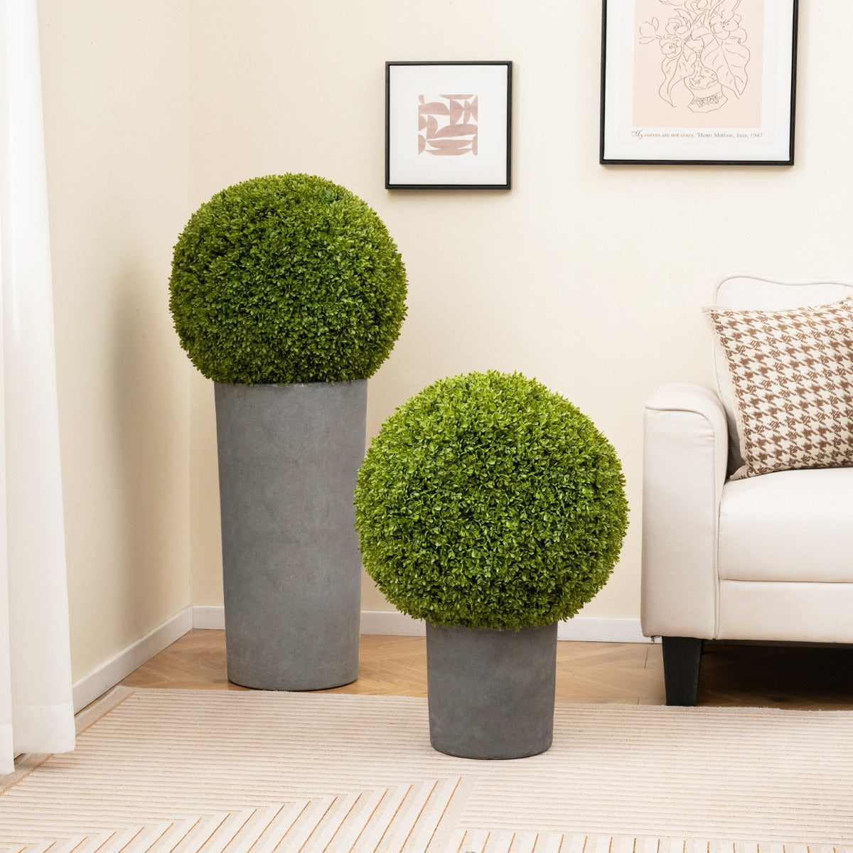 LIVSK Decoratieve Kunstplantenbollen Set van 2 - Onderhoudsvrij - Eenvoudige Installatie - UV-Bestendig - Groen