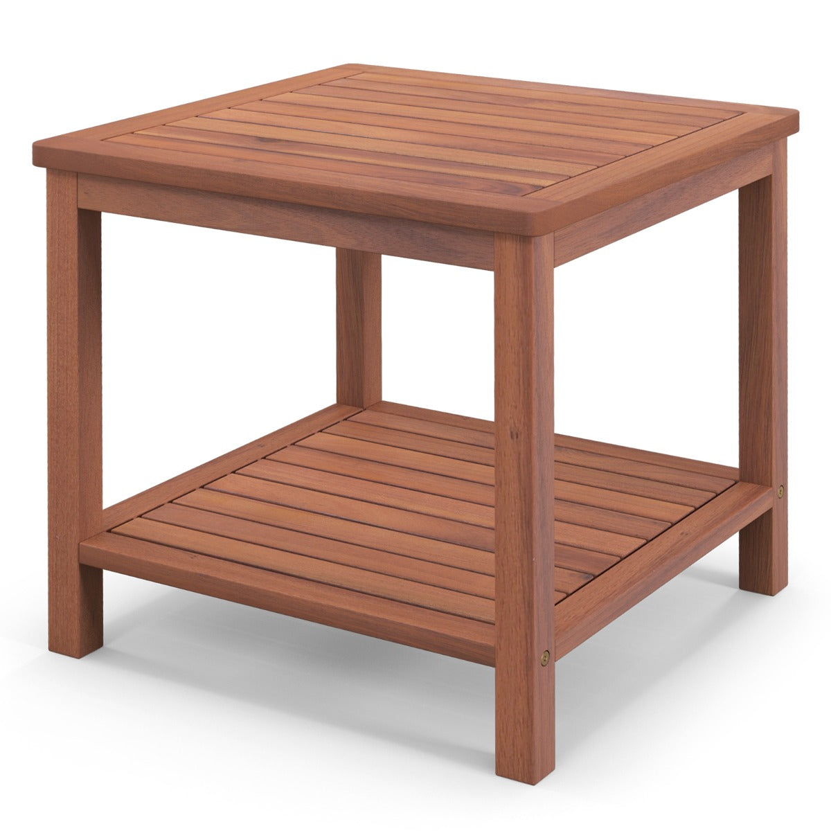 LIVSK Bijzettafel - Acaciahout - 2 Niveaus Opbergruimte - Glad Gepolijst - Duurzaam en Draagbaar - 45 x 45 x 45 cm - Natuurlijk