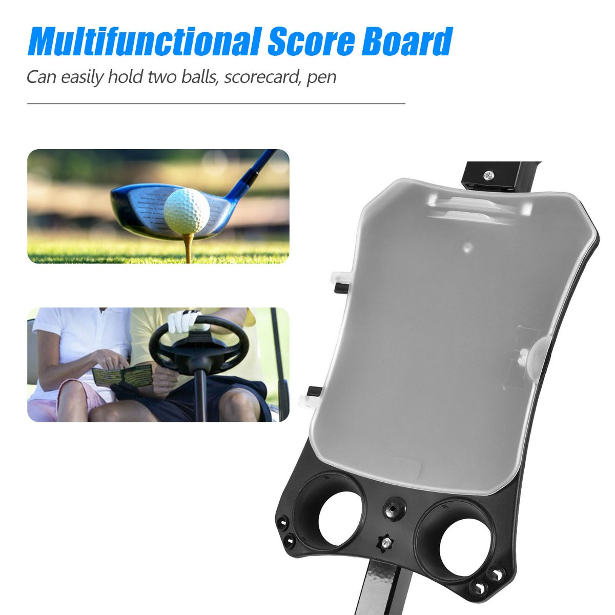 LIVSK Golfkar - Opvouwbaar Stalen Frame - Ergonomische Handgreep - Scorekaarthouder - Duurzame Wielen - 140 x 63,5 x 113 cm -