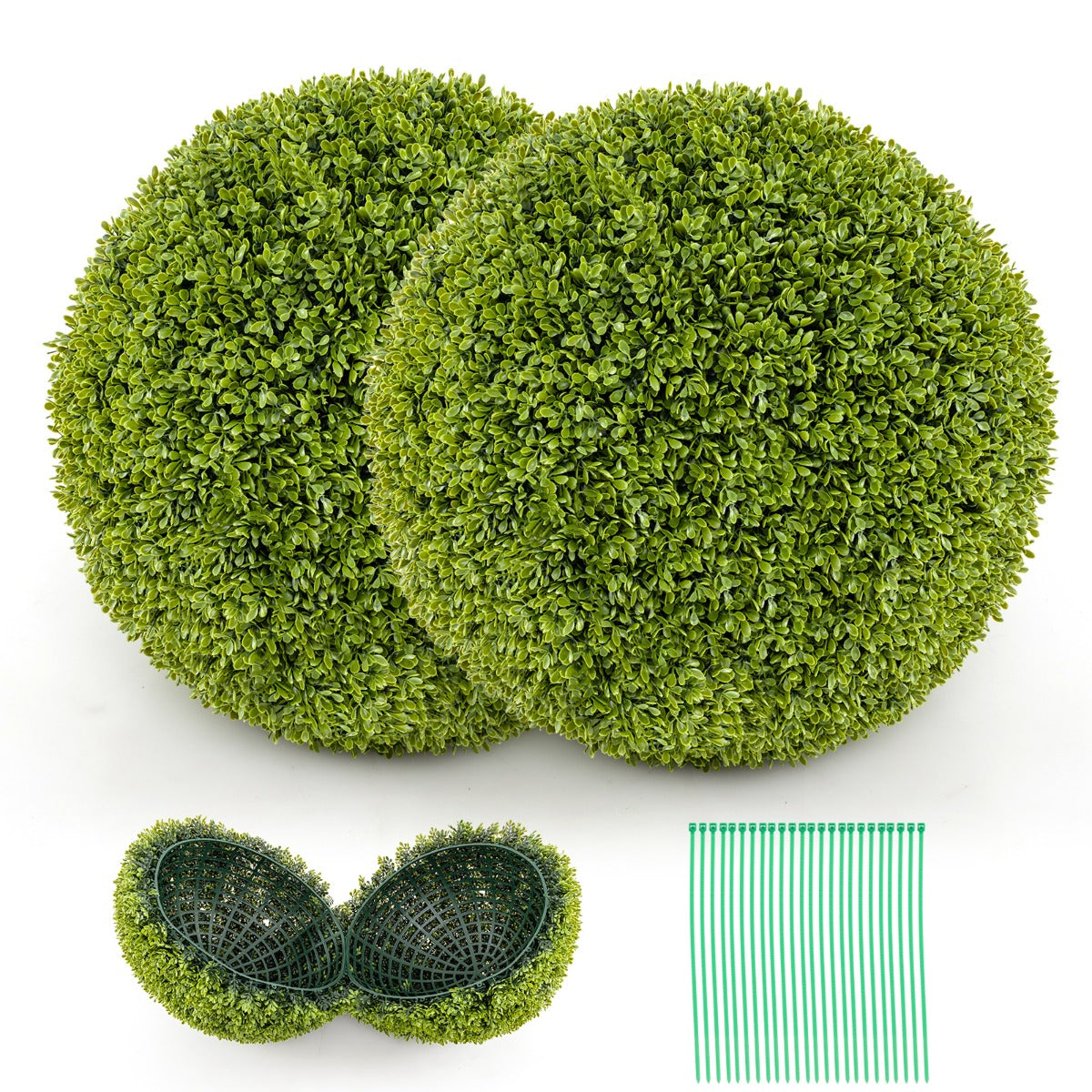LIVSK Kunstmatige Buxusballen 50 cm - Realistische Decoratie - Onderhoudsvrij - Eenvoudige Installatie - Groen