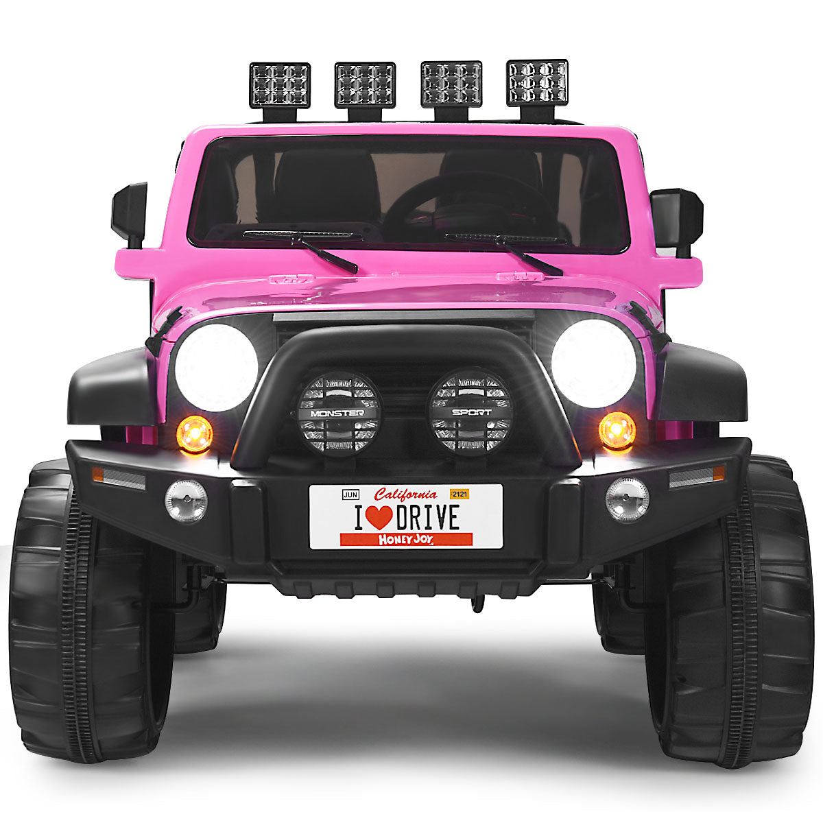 LIVSK Elektrische Speelgoedauto voor 2 Kinderen - Afstandsbediening - Veiligheidsgordels - LED Verlichting - Tot 50 kg - Roze