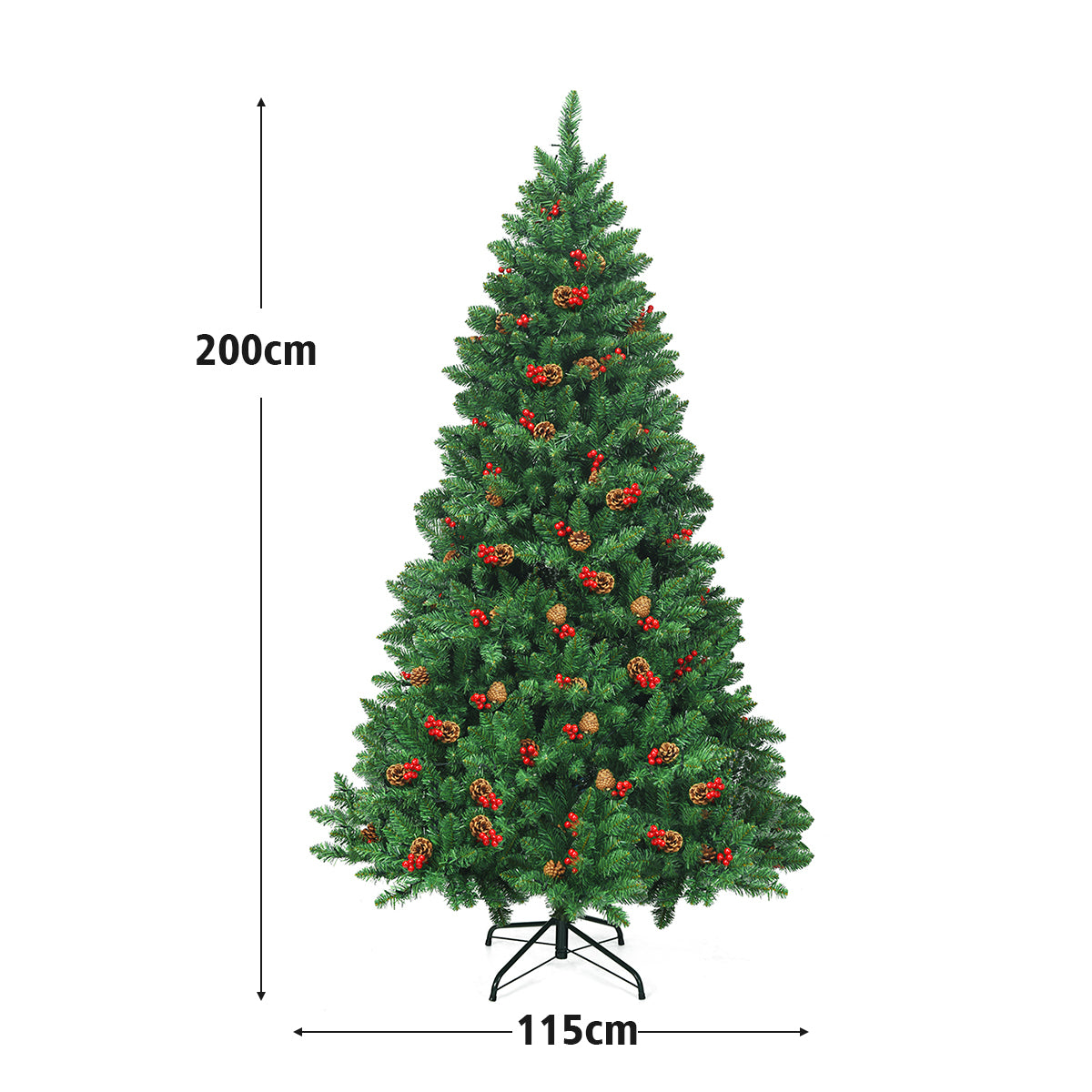 LIVSK Kunstkerstboom - 1100 Takken - 450 LED-lampjes - Opvouwbaar met Stabiele Standaard - 115 x 200 cm - Groen