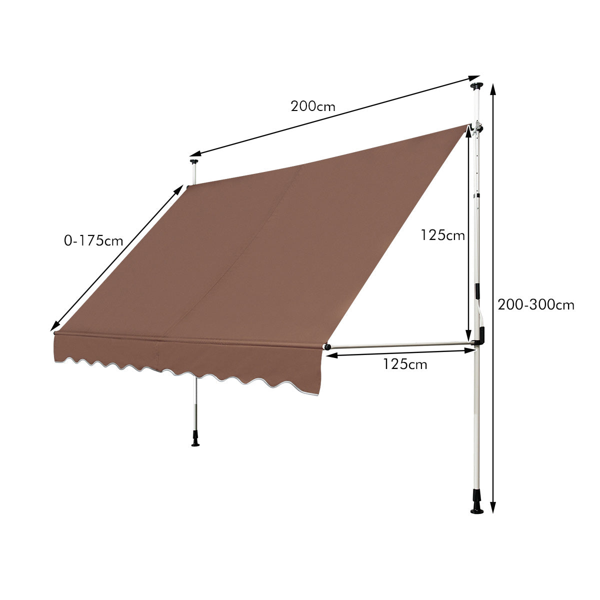 LIVSK Oprolbare Zonnescherm - Verstelbaar Aluminium Frame - Weerbestendig Oxford Doek - Handmatige Zwengel - Beige