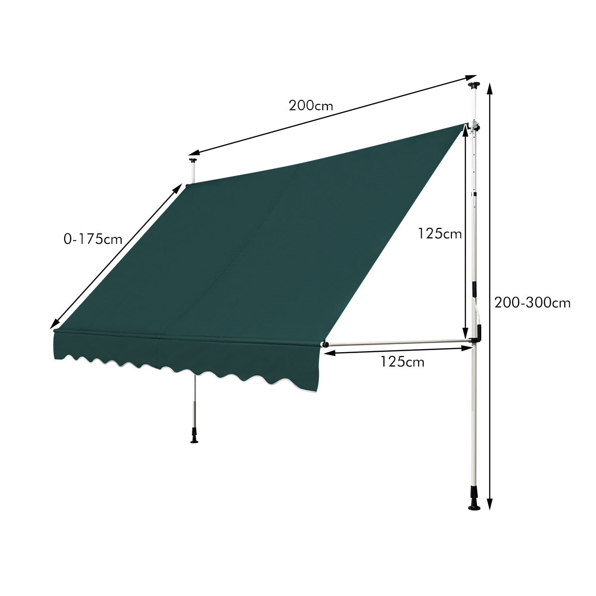 LIVSK Oprolbare Luifel - Verstelbaar Aluminium Frame - Weerbestendig Oxford Doek - Eenvoudige Installatie - Beige