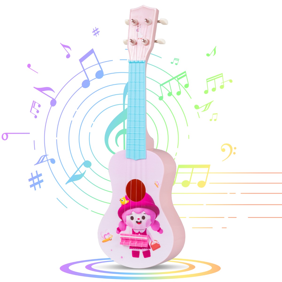 Livsk costway 21 inch ukelele voor kinderen mini speelgoedukelele met 4 nylon snaren en 12 frets voor beginners 1 1