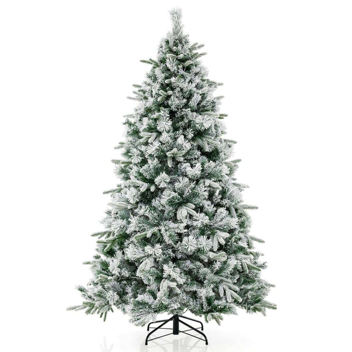 LIVSK Kunstkerstboom 215 cm - 1096 Takpunten - 300 Warmwitte LED-Lampen - Brandwerend - Eenvoudige Montage - Wit & Groen