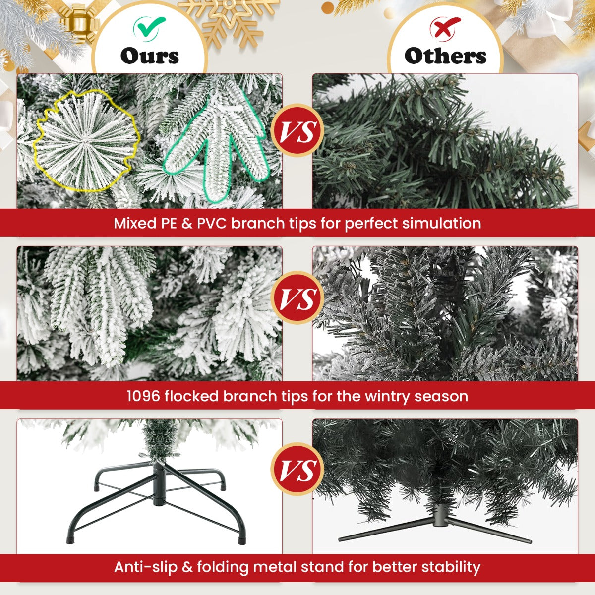 LIVSK Kunstkerstboom 215 cm - 1096 Takpunten - 300 Warmwitte LED-Lampen - Brandwerend - Eenvoudige Montage - Wit & Groen
