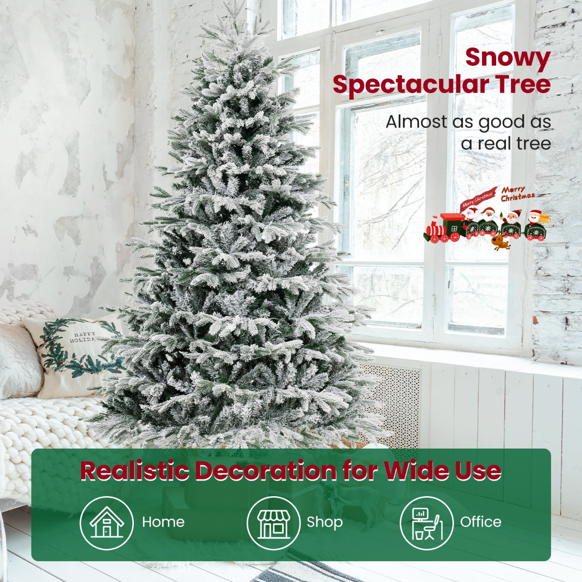 LIVSK Kunstkerstboom 180 cm - 1022 Takken - 350 Warmwitte LED-lampen - Duurzaam en Veilig - Eenvoudige Installatie - Groen & Wit