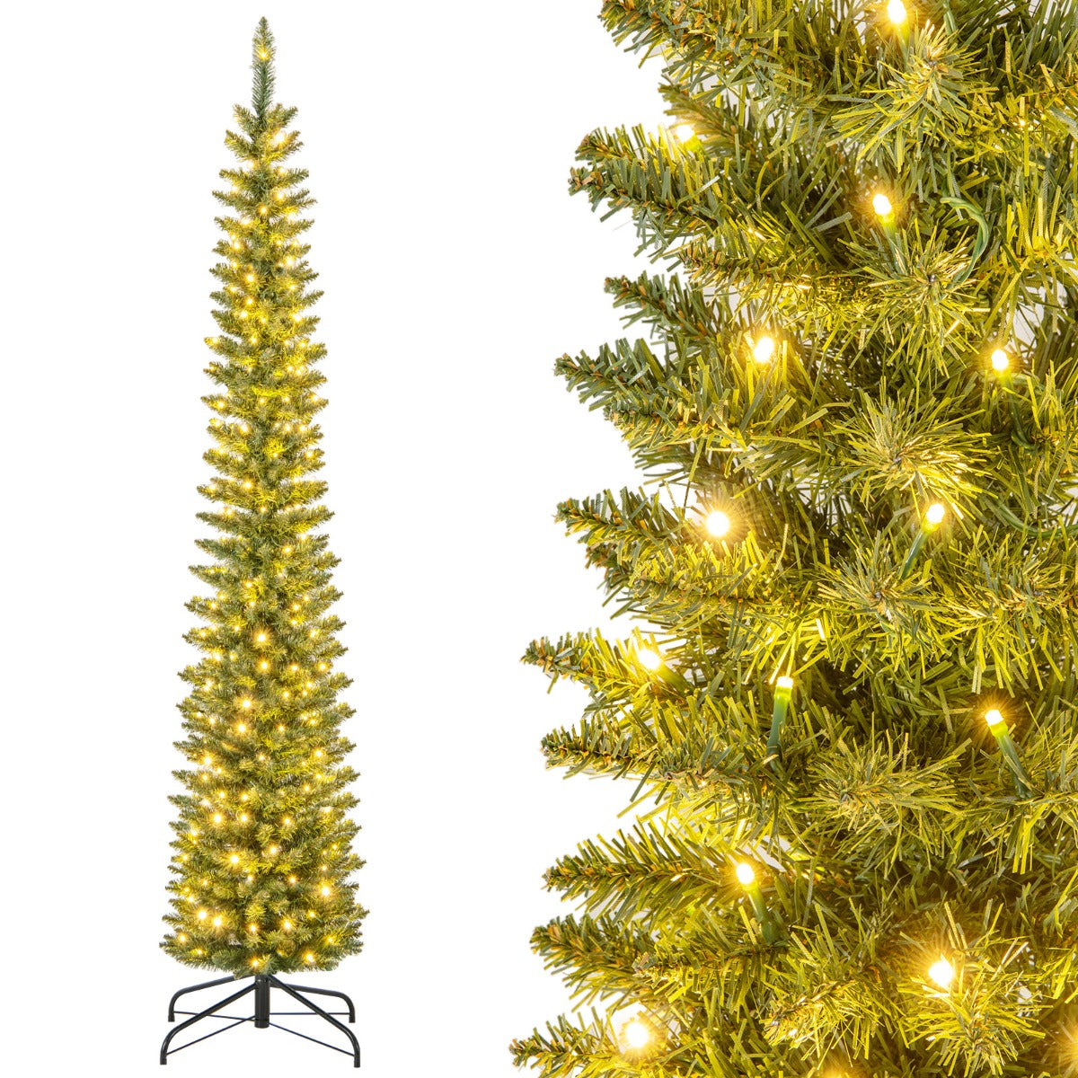 LIVSK Kunstkerstboom - Weelderige Takken - Warmwitte LED-Lampjes - Eenvoudige Installatie - 180 cm - Groen