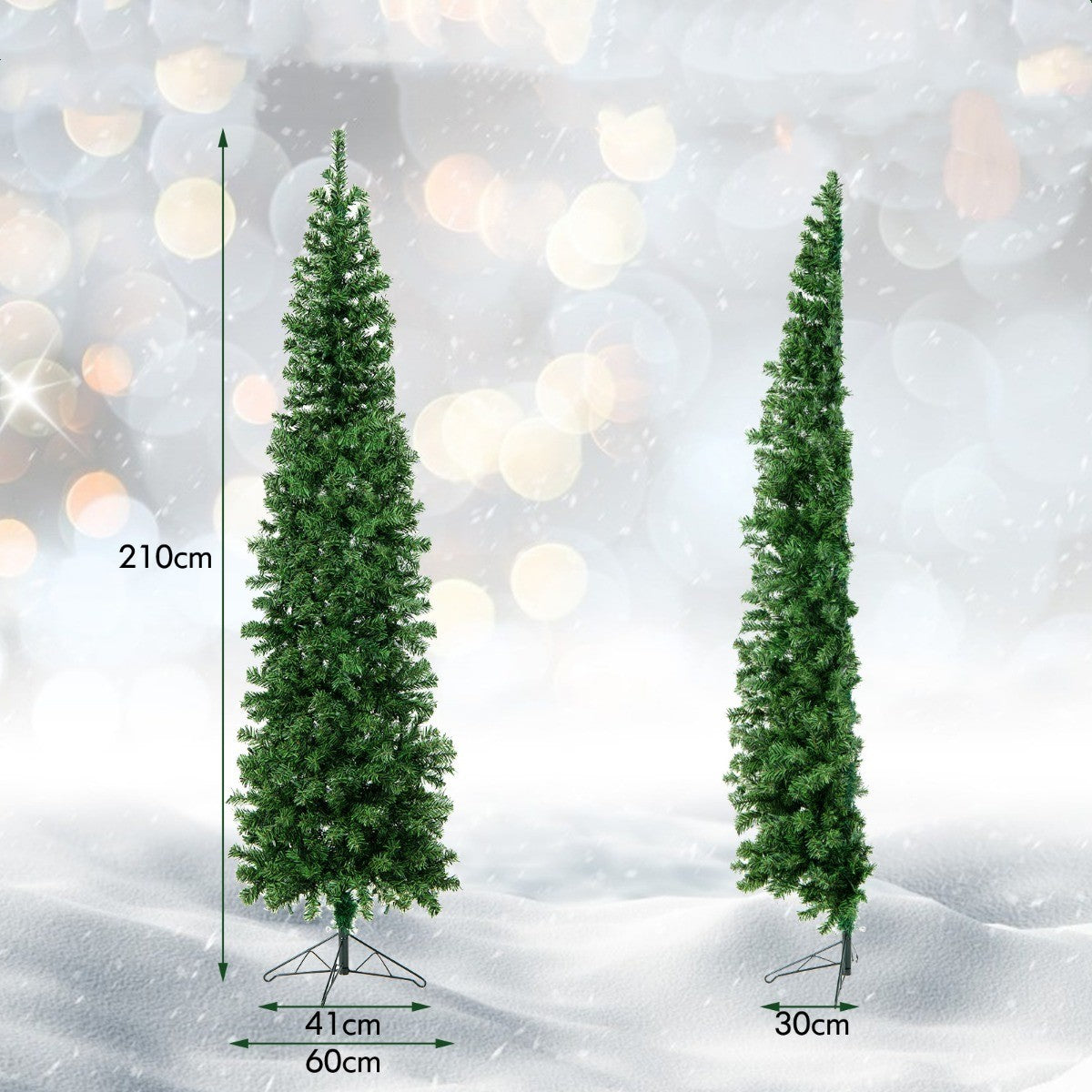LIVSK Verlichte Halve Kerstboom - 150 LED-lampjes - 450 Takuiteinden - Ruimtebesparend - 60 x 210 cm - Groen